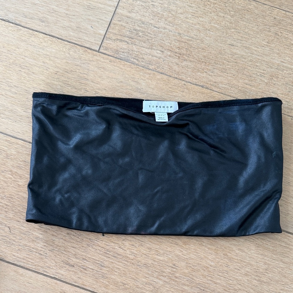 Topshop Shiny Black Tube Top